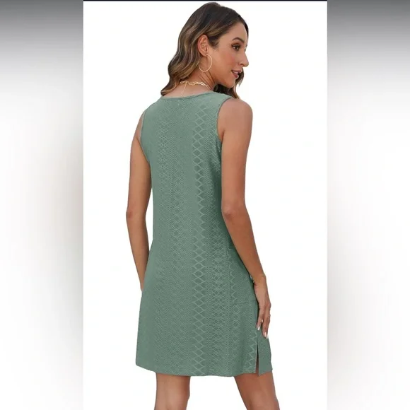 Green Coverup Summer Dresses for Women 2025 Casual Loose Sleeveless Sundress - Picture 3 of 6